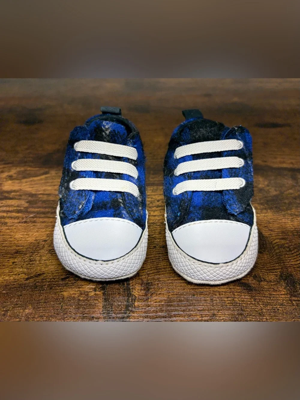 Converse Chuck Taylor All Star Infant Crib Shoes Plaid Blue Size 1 NWOB